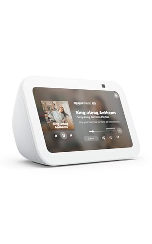Amazon Echo Show 5 (newest model), Smart display with 2x the bass and clearer sound, Glacier White