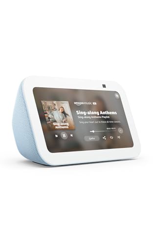 Amazon Echo Show 5 (newest model), Smart display with 2x the bass and clearer sound, Cloud Blue
