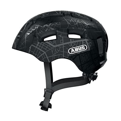 ABUS Fahrradhelm Youn-I 2.0 - mit Licht für Kinder, Jugendliche und junge Erwachsene - für Mädels und Jungs - Schwarz mit Muster, Größe S