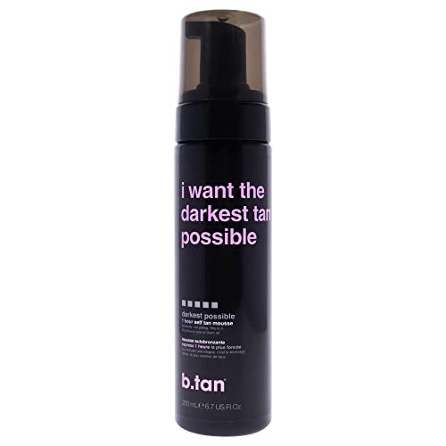 b.tan Ultra Dark Self Tanner Mousse | I Want The Darkest Tan Possible - Fast, 1 Hour Express Sunless Tanning Foam, Golden Bronzing Glow, Face & Body, No Fake Tan Smell, Vegan, Cruelty Free, 6.7 Fl Oz