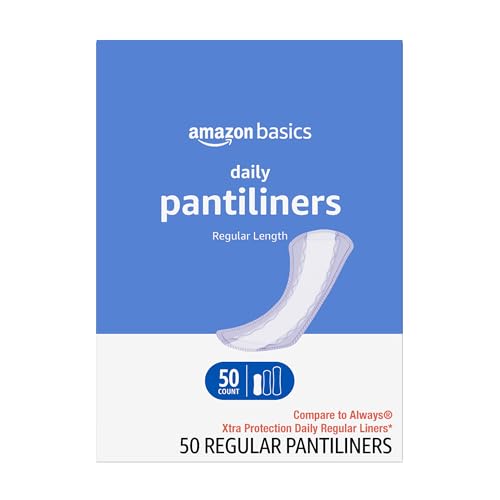 Amazon Basics Daily Pantiliner, Regular Length, Pads for Women, Unscented, 50 Count (Previously Solimo)