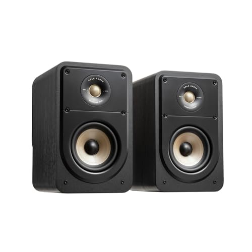 Polk Signature Elite ES15 Bookshelf Speaker - Hi-Res Audio Certified, Dolby Atmos & DTS:X Compatible, 1" Tweeter & 5.25" Woofer, Power Port Technology for Effortless Bass (Pair, Stunning Black)