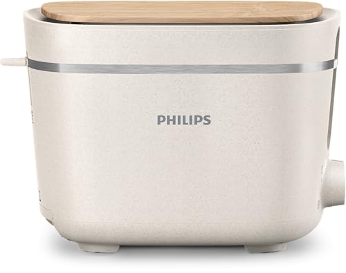 (-37%) Philips Toaster conscious Edition - 2 Toastschlitze, 8 Stufen, Brötchenaufsatz, Auftaufunktion, hergestellt aus Altspeiseöl, seidenweiß-matt (HD2640/10)