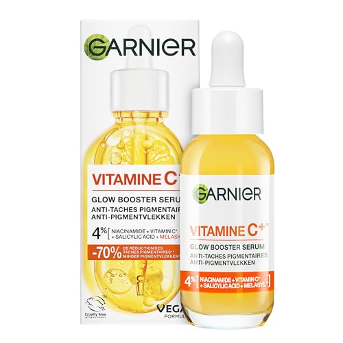 Garnier Vitamin C Brightening Serum for Face, with 4% Vitamin C, Niacinamide & Salicylic Acid, Brightens Skin, Reduces Dark Spots & Evens Skin Tone, Serum 30ml