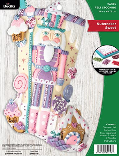 Bucilla Felt Applique 18" Stocking Making Kit, Nutcracker Sweet, Perfect for DIY Arts and Crafts, 89256E