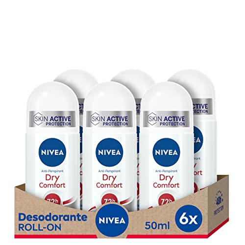 🔥 STARKER PREIS (-28%) NIVEA Dry Comfort Roll-on im 6er Pack (6 x 50 ml), Anti-Transpirant Deo mit 72h Schutz, bewährtes Roll-On-Deo für Frauen