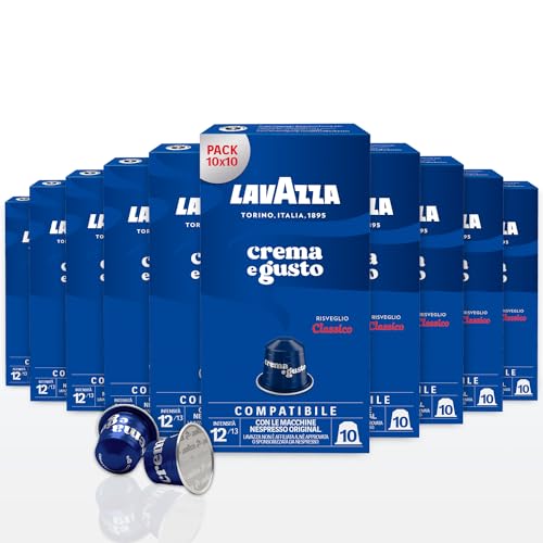 (-28%) Lavazza Crema e Gusto, Cremiges Espresso-Erlebnis mit Noten von Nüssen und Schokoladen-Aroma, 10x10 Kapseln, Nespresso kompatibel