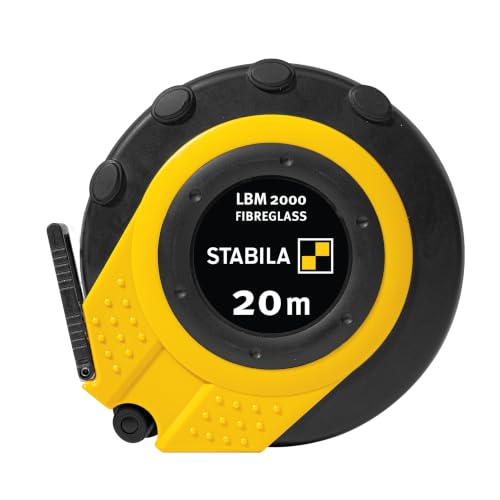 (-33%) Stabila Kapselbandmaß LBM 2000 FIBREGLASS, 20 m, Glasfaser-Messband mit metrischer Skala und Knickschutz, Universalhaken, bruchsichere Kapsel, MID-Genauigkeit LBM2000 FI20 Schwarz/Gelb