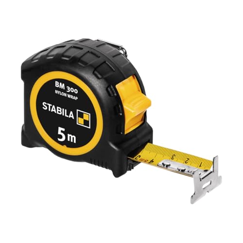 (-40%) STABILA Taschenbandmaß BM 300, 5 m, Maßband mit doppelseitiger metrischer Skala, bruchsicheres PC/ABS-Gehäuse, SPIKES-Haken, Stahlband mit NYLON-WRAP-Ummantelung, Gürtel-Clip, MID-Genauigkeit