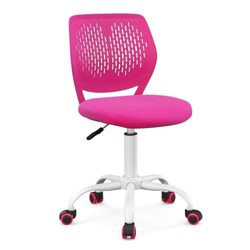 Topment Swivel Office Desk Chair, Small Armless Task Chair with Hollow-Out Back, Upholstered Mesh Seat, Sturdy Construct
