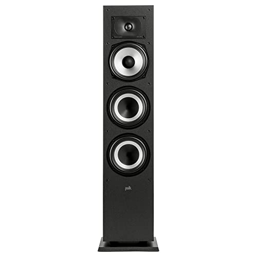Polk Monitor XT60 Tower Speaker - Hi-Res Audio Certified, Dolby Atmos, DTS:X & Auro 3D Compatible, 1" Tweeter, 6.5" Dynamically Balanced Woofer, (2) 6.5" Passive Radiators (Single, Midnight Black)