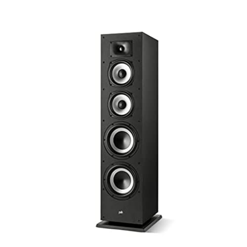 Polk Monitor XT70 Large Tower Speaker - Hi-Res Audio Certified, Dolby Atmos & DTS:X Compatible, 1" Tweeter, (2) 6.5" Dynamically Balanced Woofers, (2) 8" Passive Radiators (Single, Midnight Black)