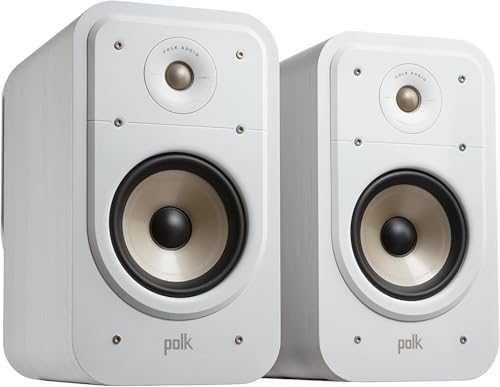 Polk Signature Elite ES20 Bookshelf Speaker - Hi-Res Audio Certified, Dolby Atmos & DTS:X Compatible, 1" Tweeter & 6.5" Woofer, Power Port Technology for Effortless Bass (Pair, Elegant White-Washed)