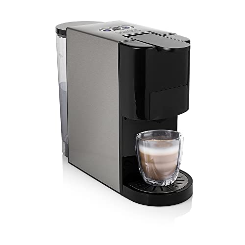 (-27%) Princess Multikapsel-Kaffeemaschine 4-in-1 – 1450 Watt, Kapsel, Pads, Gemahlenen Kaffee, BPA-Frei, 249450, 01.249450.01.001, Schwarz, Silber