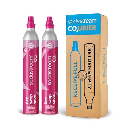 SodaStream CO2 Gas Refill Pack - 2 Cylinders, Pink CQC System - Use box to return your empty cylinders and earn an Amazon.com Gift Card - Compatible with Terra, ART, E-Terra, Aqua Fizz and others