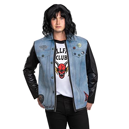 Disguise Eddie, Official Adult Stranger Things Halloween Costume Jacket, As Shown, Men's Size Medium (38-40)