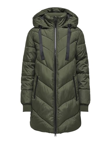 (-35%) JDY Damen Steppjacke JDYSkylar Padded gesteppter Parka mit Kapuze 15207784 Forest Night/Black S