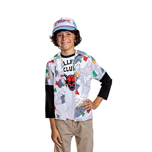 Disguise Dustin Costume Kit for Kids, Official Stranger Things Costume Hat with Top, Child Size Medium (8+)