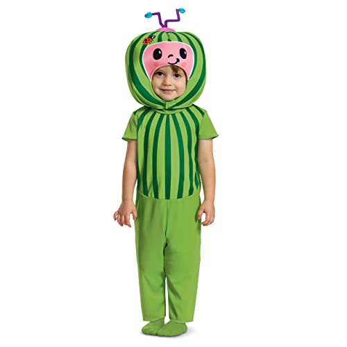 Disguise unisex baby Cocomelon Costume, Official Cocomelon Onesie Watermelon Headpiece, Size Infant and Toddler Costumes, As Shown, Size 6-12 months US