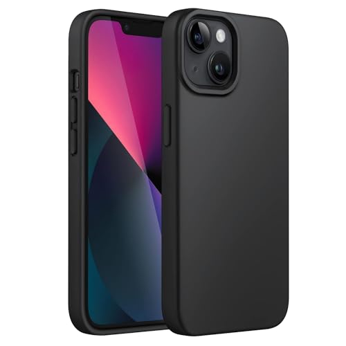 JETech Silicone Case for iPhone 13 6.1-Inch, Silky-Soft Touch Full-Body Protective Phone Case, Shockproof Cover with Microfiber Lining (Black)