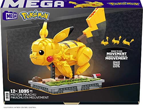MEGA Pokémon Building Toys Set Motion Pikachu with 1092 Pieces and Running Movement, for Adult Collectors (Amazon Exclusive)