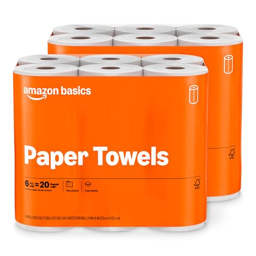 Amazon Basics 2-Ply Flex-Sheets 150 Sheet Paper Towel Roll 12-Pack for $18 w/ Sub & Save + free shipping