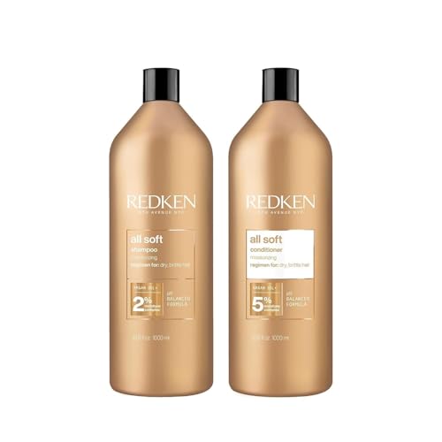 Redken All Soft Shampoo and Conditioner Set For Dry or Brittle Hair - Provides Intense Softness and Shine With Argan Oil, 33.8 Fl Oz