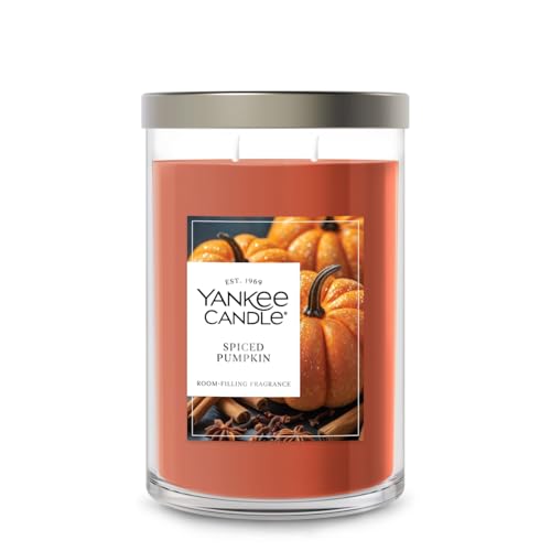 Yankee Candle Large Tumbler Scented Candle with up to 80 Hour Burn Time, Premium Plant Wax Blend for Consistent Burn, 20 oz Tumbler Candle with Room Filling Fragrance, Spiced Pumpkin
