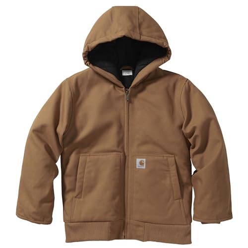 Carhartt Kid's CP8545 Active Jac Flannel Quilt Lined - Boys - Small (7-8) - Carhartt Brown