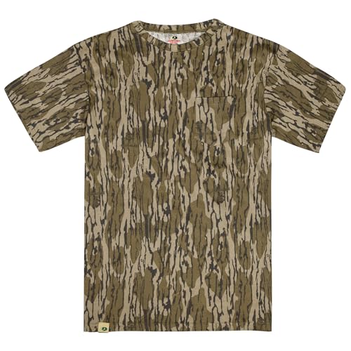 Mossy Oak Standard Mens Camo Hunting Shirt Short Sleeve Cotton, Original Bottomland, 3X-Large