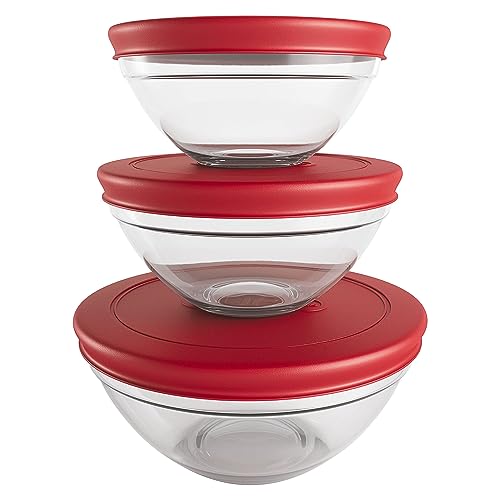 Euro Home - Conjunto com 3 Potes de Vidro Redondos com Tampa Plástica - VDR7093-VM