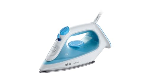 (-35%) Braun TexStyle 1 Dampfbügeleisen SI 1050BL - Bügeleisen mit SuperCeramic Bügelsohle, Vertikaldampf, 2000 Watt, Blau