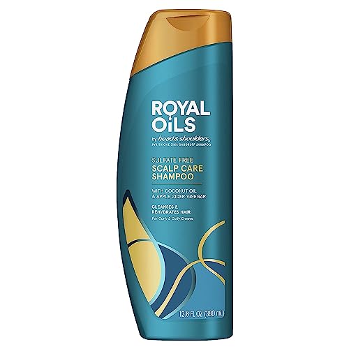 Head & Shoulders Royal Oils Moisturizing Shampoo, Anti Dandruff Treatment for Natural, Curly, and Coily Hair, with Coconut Oil and Apple Cider Vinegar, Sulfate, Paraben & Dye-Free, 12.8 Fl Oz