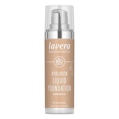 lavera Hyaluron Liquid Foundation - Warm Nude 03 - Foundation Make Up with Hyaluron & Almond Oil for a Flawless Complexion - Face Make Up - PETA Certified - Vegan - Made in Germany - 1 Fl Oz