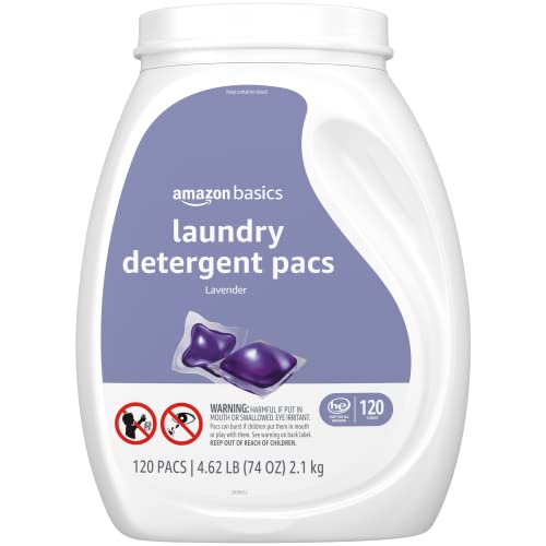 Amazon Basics Laundry Detergent Pacs, Lavender Scent, 120 Count (New Packaging)