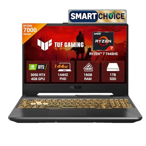 ASUS TUF A15 (2025),Smartchoice, AMD Ryzen 7 7445HS,Gaming Laptop,RTX 3050-4GB,75W TGP,16GB RAM (Upgradeable Upto 64GB) 1TB SSD,FHD,15.6",144Hz,M365
