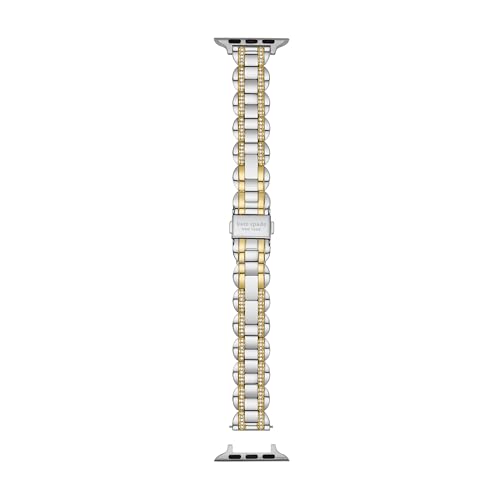 kate spade new york stainless steel band for apple watch series 1-6, color: silver/gold, silver