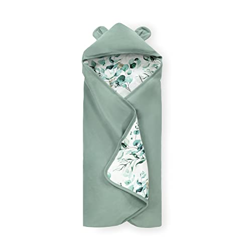hauck Snuggle N Dream, Leaves Mint - Cotton Baby Blanket for Car Seats, Baby Bouncers, Prams & Cots for 3-Point Harness 5-Point Harness, 80 x 80 cm, Machine Washable
