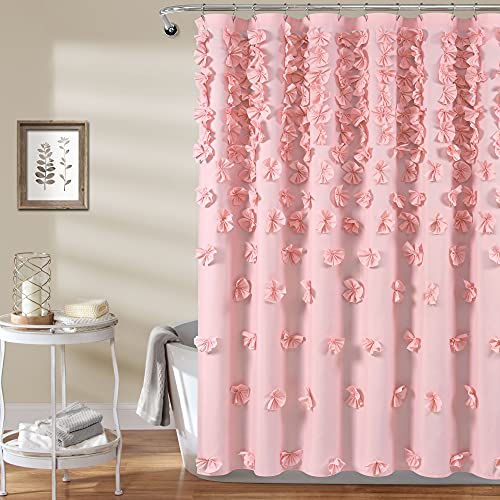 Lush Decor Riley Shower Curtain, 72" x 72", Pink