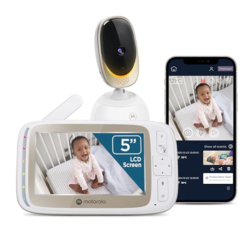 Motorola Nursery WiFi Baby Monitor with Camera and Audio, 2-Way Audio, Remote Zoom & Pan, Temperature Sensor, Night Vision, 10 Lullabies, Mood Light, 1000ft Range, VM85