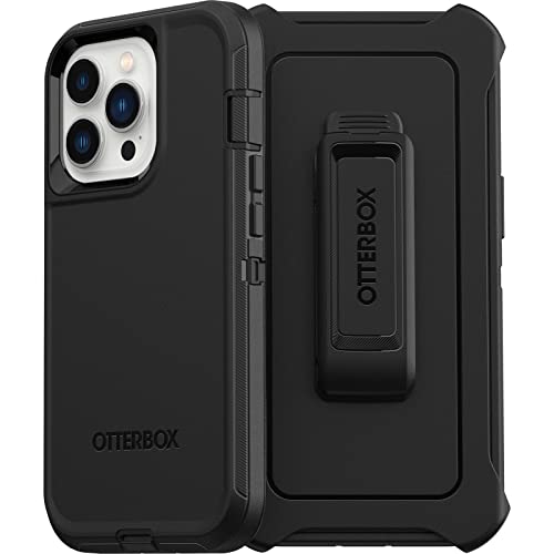 OtterBox iPhone 13 Pro (ONLY) Defender Series Case - Black, Rugged & Durable, with Port Protection, Includes Holster Clip Kickstand