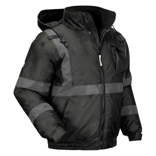 Ergodyne unisex adult Enhanced Visibility for Night Or Low Light Conditions Winter Jacket, Black, Large US