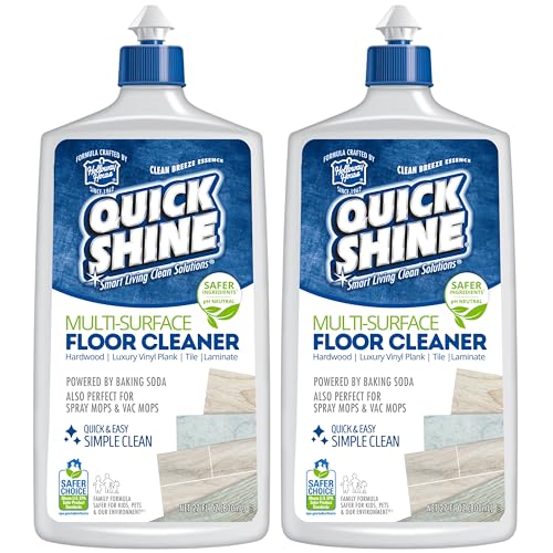 Quick Shine Multi Surface Floor Cleaner 27oz, 2Pk | Ready to Use-Streak Free- No Rinse | Use on Hardwood, Laminate, Luxury Vinyl Plank & Stone | Use in Spray Mops & Vac Mops | Safer Choice Cleaner