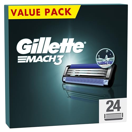 (-28%) Gillette Mach 3 Klingen Herren, 24 Original Rasierklingen, Blau