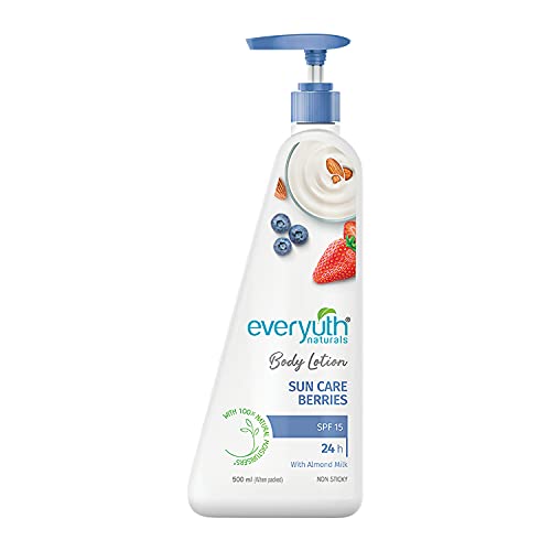 Everyuth Naturals Sun Care Berries Body Lotion 500ml for men & women | 24Hr Hydration | Deep Moisture Care for Dry Skin | Enriched with 100% Natural A