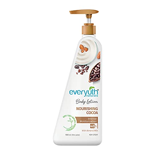 Everyuth Naturals Nourishing Cocoa Body Lotion | 48Hr Deep Moisturization | Smooth, Radiant & Healthy Skin| With 100% Natural Almond Milk & Cocoa | De