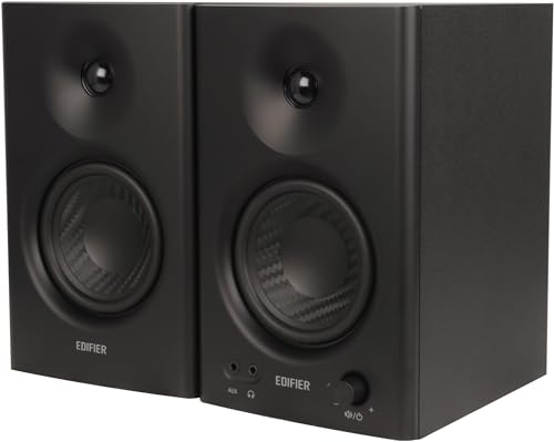 Edifier MR4 Powered Studio Monitor Speakers, 4" Active Near-Field Reference Speaker - Black (Pair)