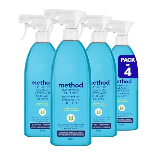 Method Bathroom Cleaner, Removes Mold + Mildew Stains, Eucalyptus Mint, 28 Fl Oz (Pack of 4)