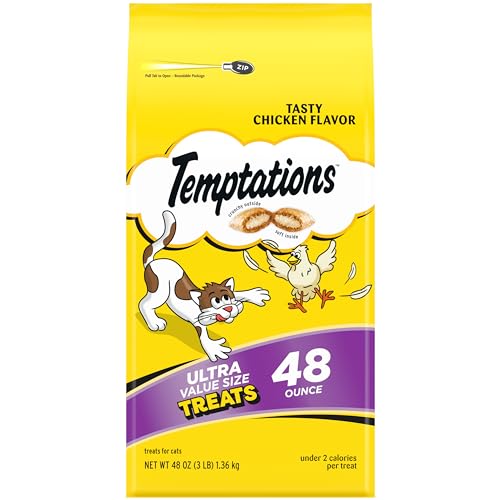 Temptations Classic Crunchy and Soft Cat Treats Tasty Chicken Flavor, 48 oz. Pouch