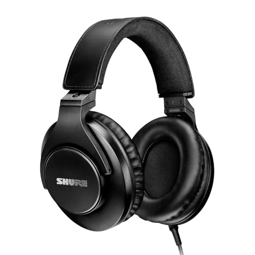 Shure SRH440A Professional Over-Ear Wired Studio Headphones – Monitoring & Recording Headphones with Enhanced Frequency Response, Adjustable & Collapsible Design, Works with All Audio Devices, Black